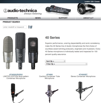Audio-Technica US Responsive Website