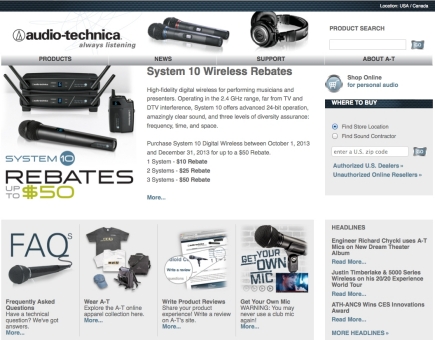 Audio-Technica US Responsive Website