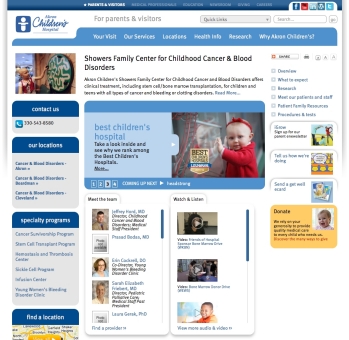 2013 Akron Children's Hospital website, mobile site, iPhone and Android apps