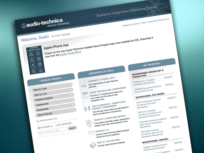 Extranet for System Integrators - Audio-Technica US